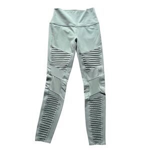 Alo Yoga High-Waist Moto Legging - Light Laurel Sage Green/Blue Color - Size M